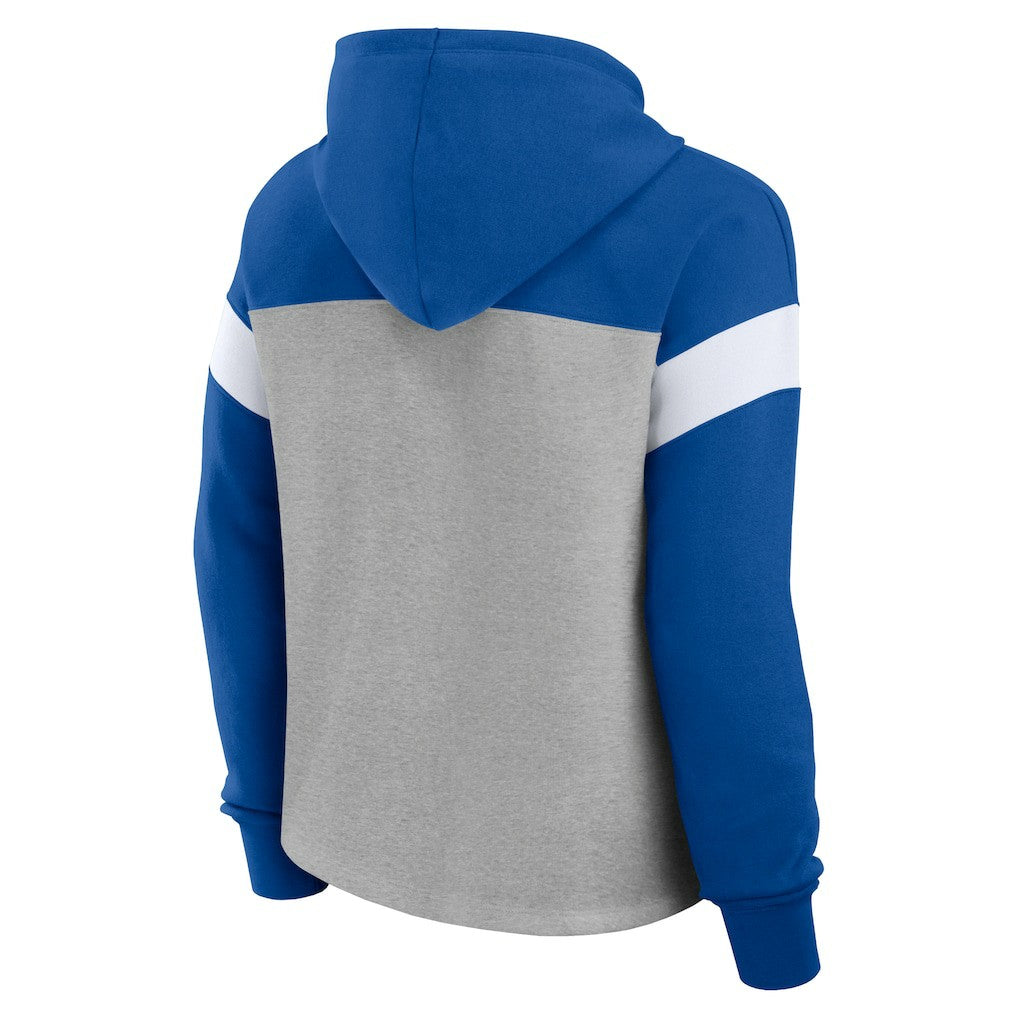 Indianapolis Colts Women's Bold Play Call Pullover Hoodie Heather Gray/Royal - Fanatics