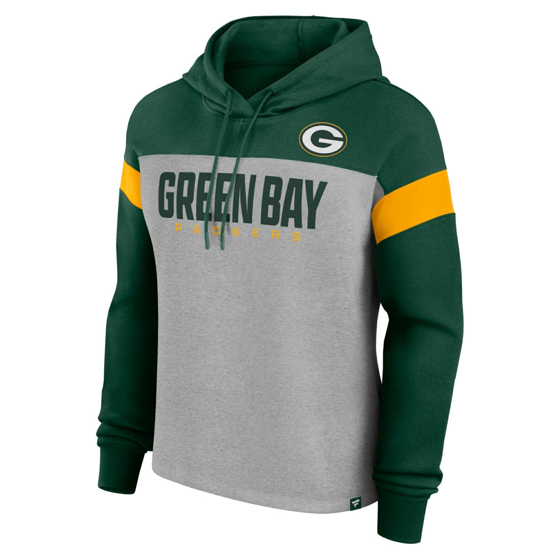 Green Bay Packers Women's Bold Play Call Pullover Hoodie Heather Gray/Green - Fanatics