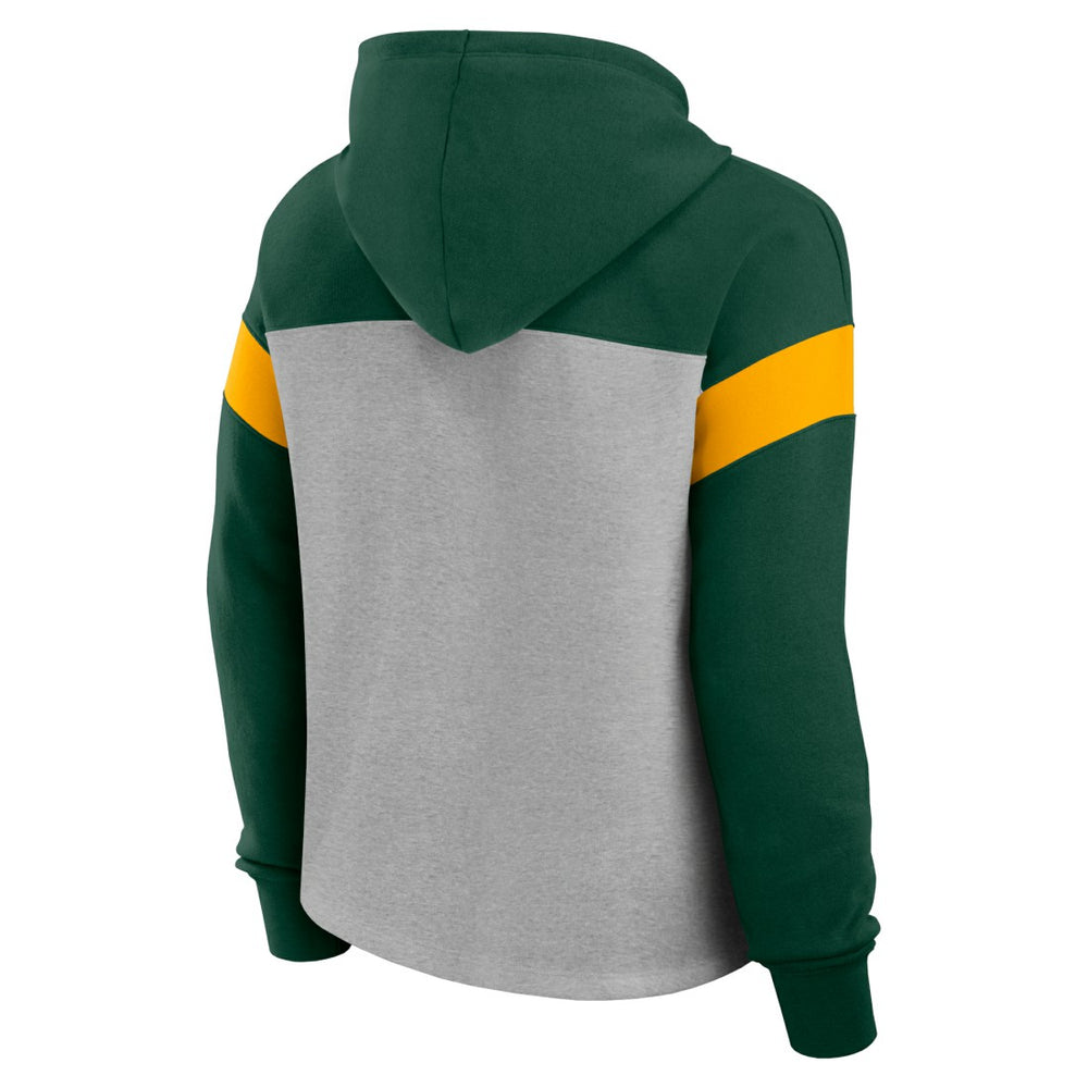 Green Bay Packers Women's Bold Play Call Pullover Hoodie Heather Gray/Green - Fanatics