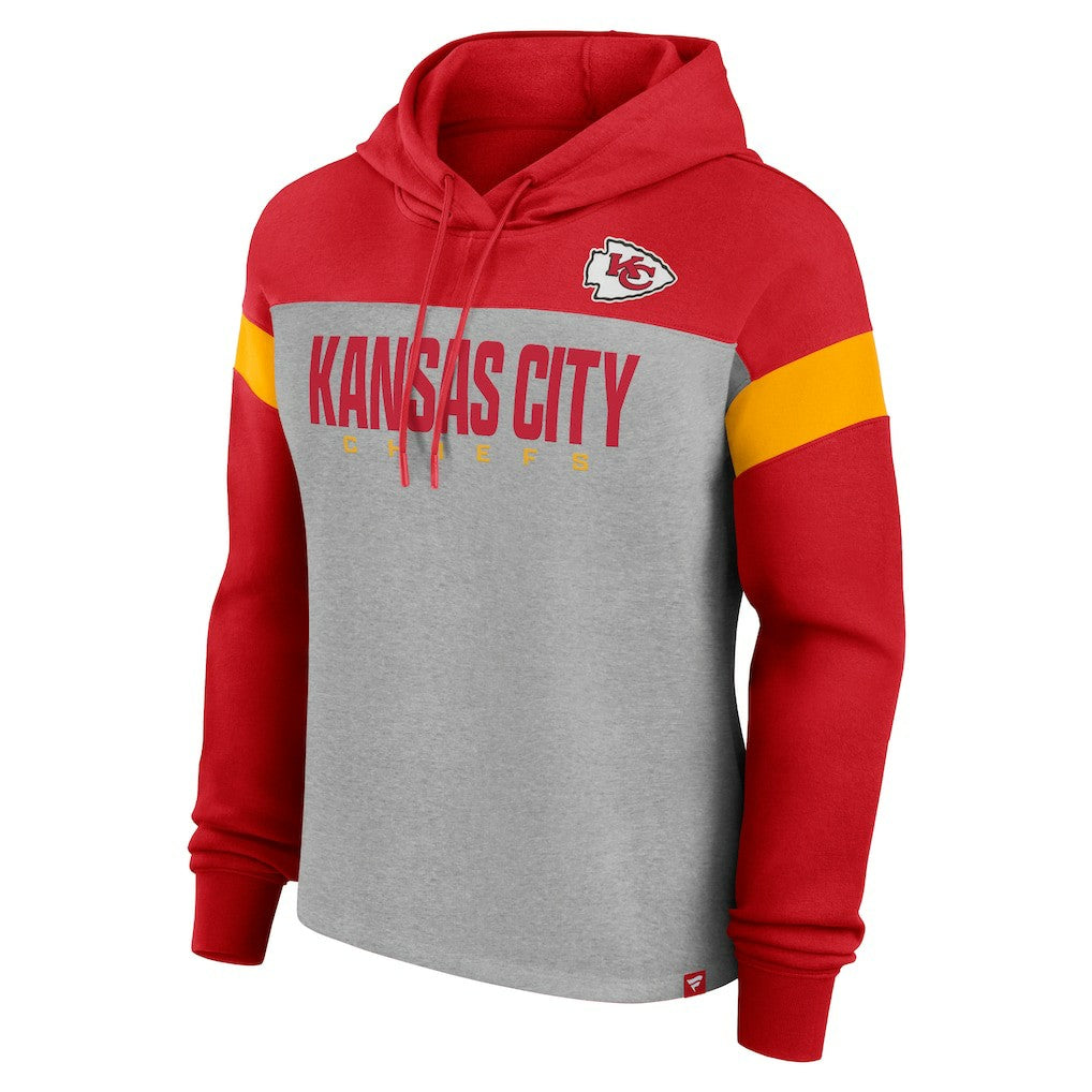 Kansas City Chiefs Women's Bold Play Call Pullover Hoodie Heather Gray/Red - Fanatics