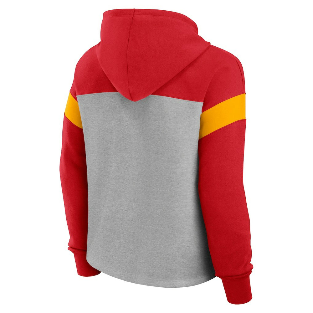 Kansas City Chiefs Women's Bold Play Call Pullover Hoodie Heather Gray/Red - Fanatics