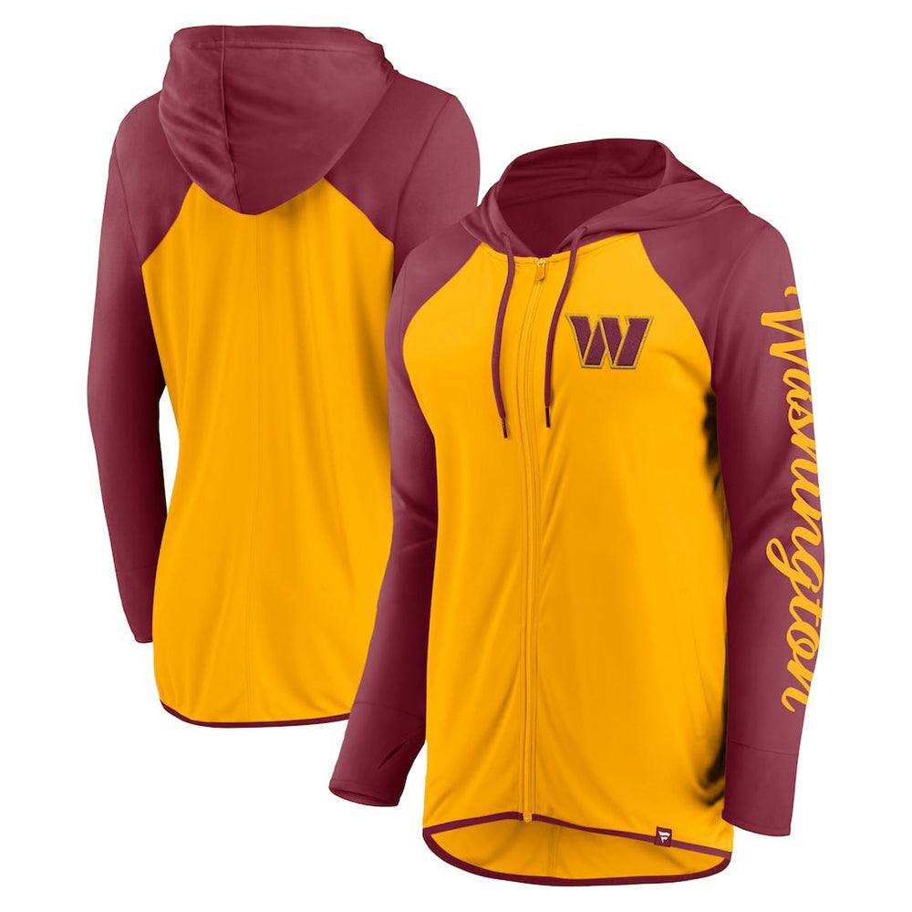 Washington Commanders Women's Script Full-Zip Hoodie Gold/Burgundy - Fanatics