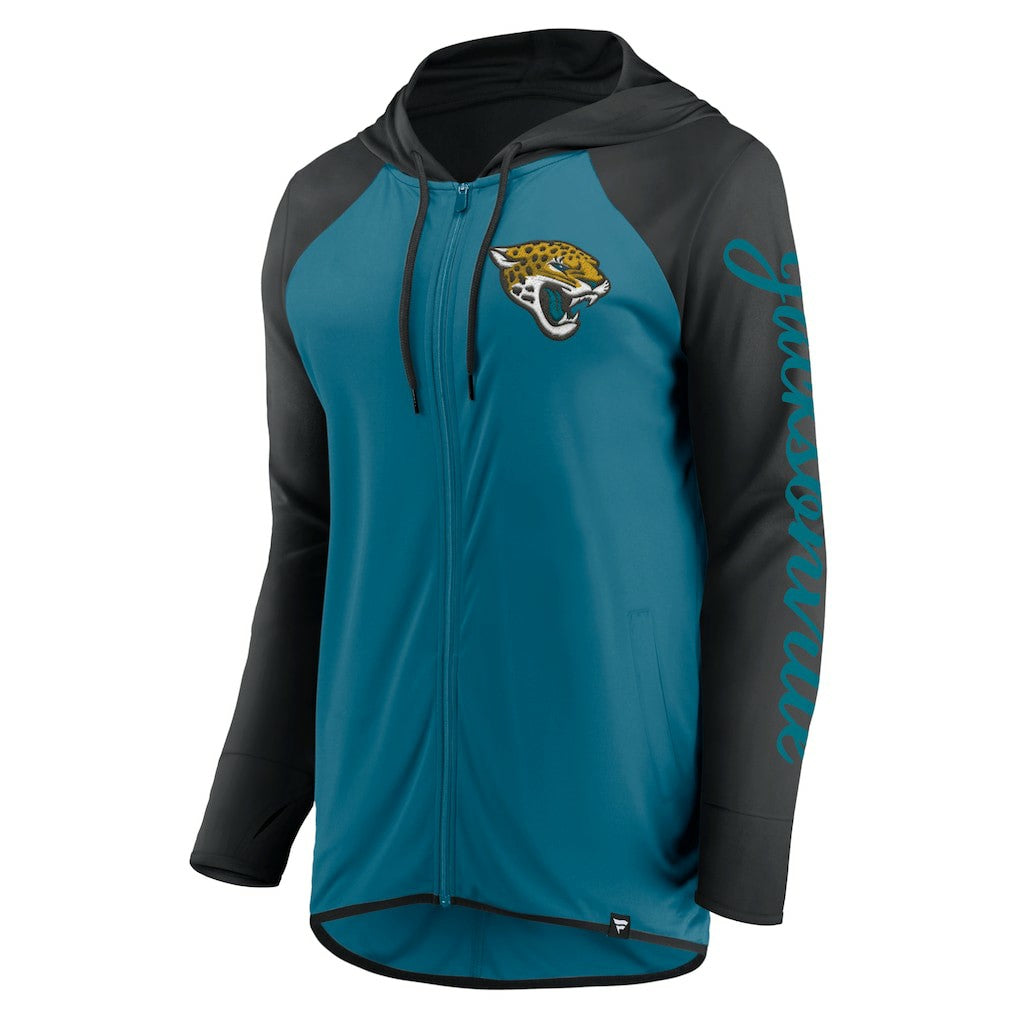 Jacksonville Jaguars Women's Script Full-Zip Hoodie Teal/Black - Fanatics