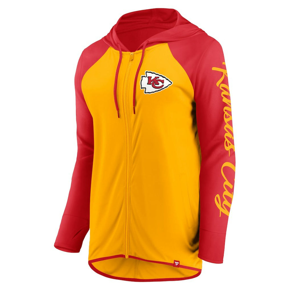 Kansas City Chiefs Women's Script Full-Zip Hoodie Gold/Red - Fanatics