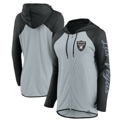 Las Vegas Raiders Women's Script Full-Zip Hoodie Silver/Black - Fanatics