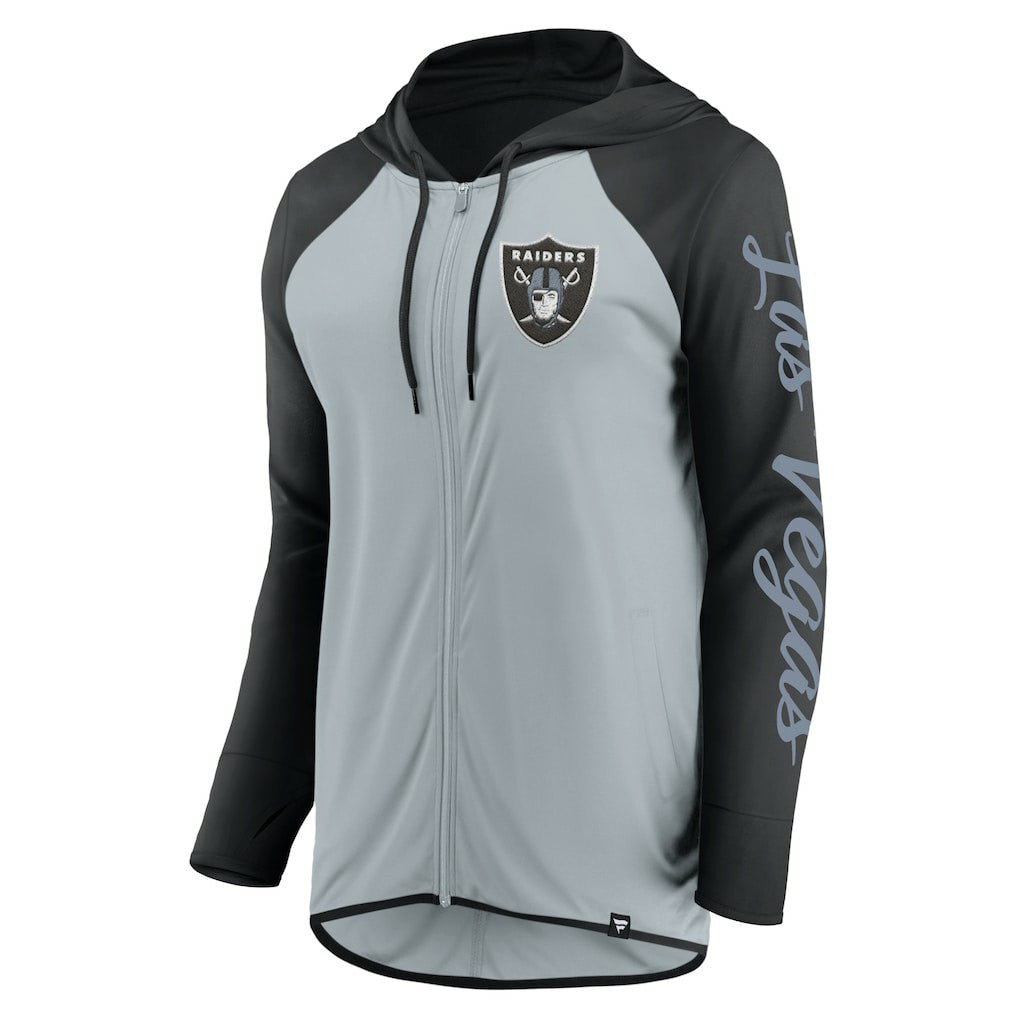 Las Vegas Raiders Women's Script Full-Zip Hoodie Silver/Black - Fanatics