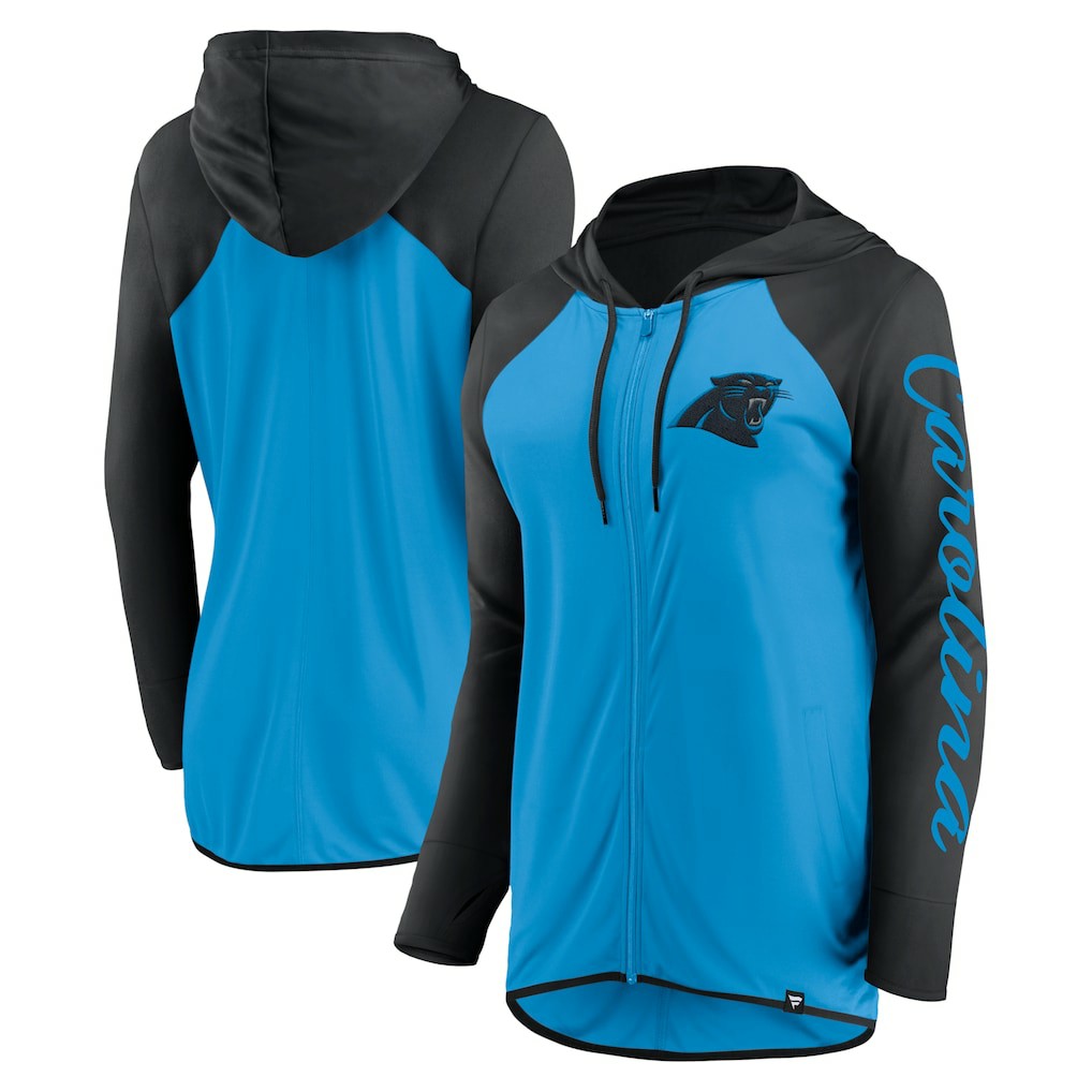 Carolina Panthers Women's Script Full-Zip Hoodie Blue/Black - Fanatics