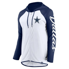 Dallas Cowboys Women's Script Full-Zip Hoodie White/Navy - Fanatics