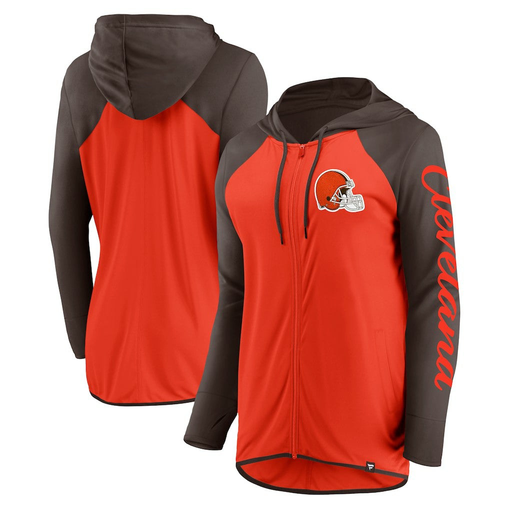 Cleveland Browns Women's Script Full-Zip Hoodie Orange/Brown - Fanatics