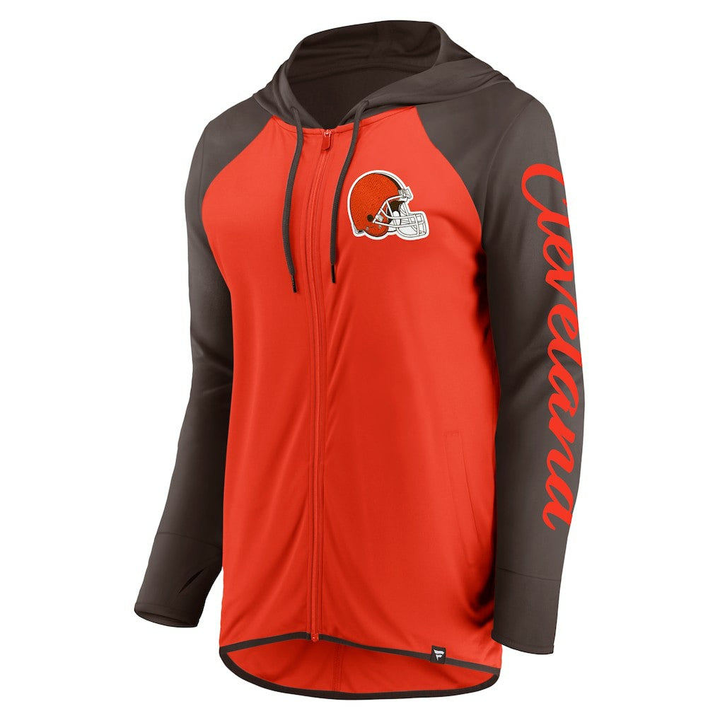 Cleveland Browns Women's Script Full-Zip Hoodie Orange/Brown - Fanatics