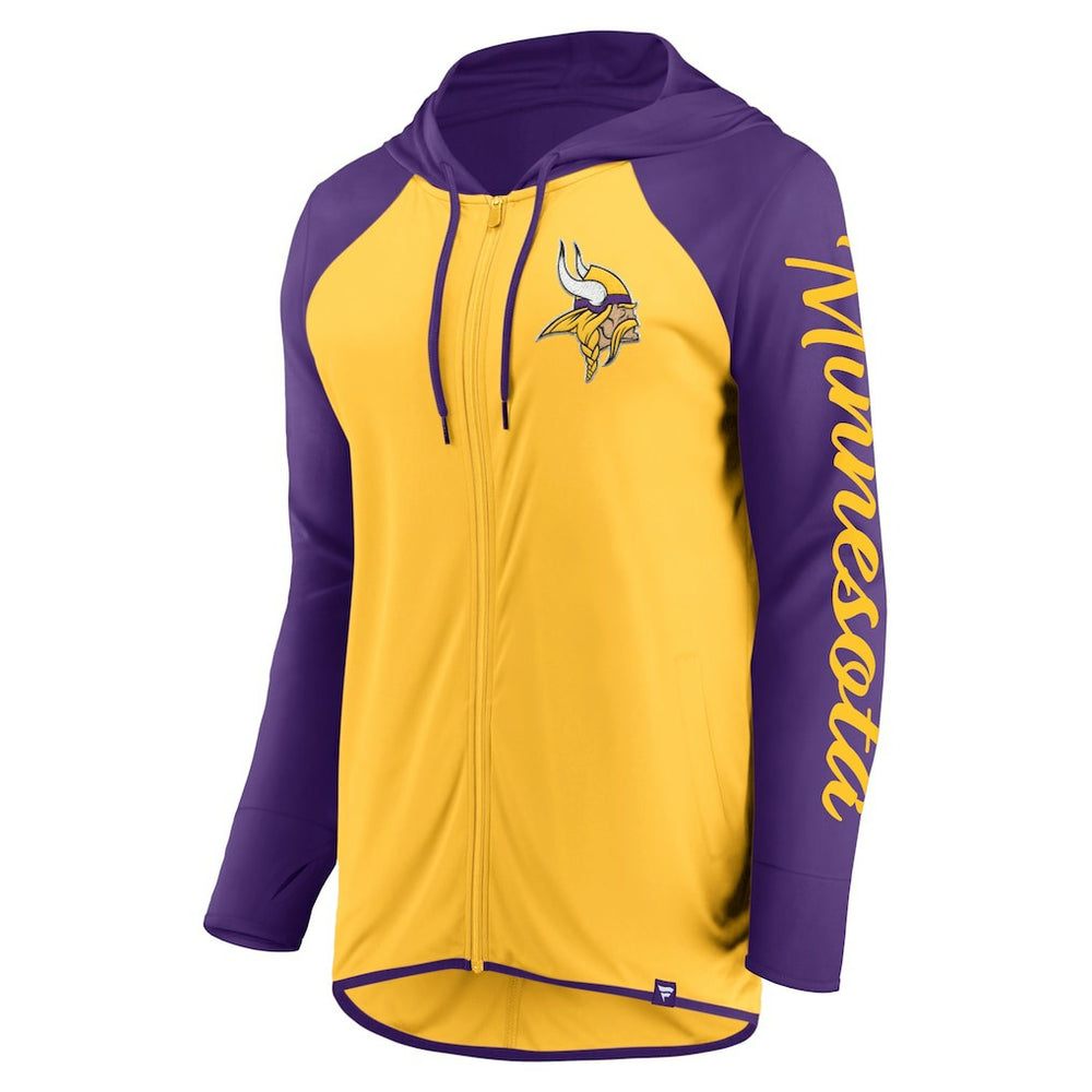 Minnesota Vikings Women's Script Full-Zip Hoodie Gold/Purple - Fanatics