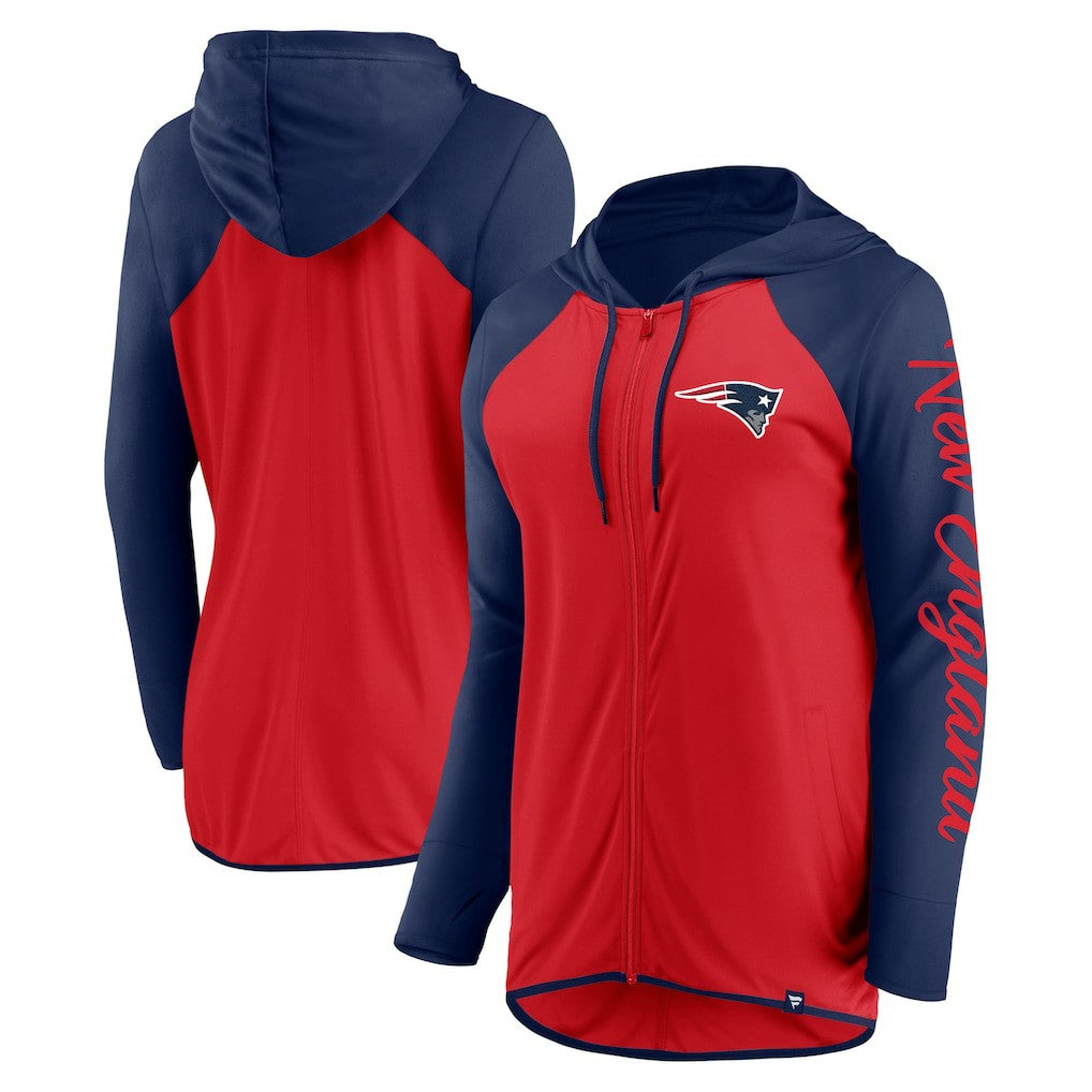 New England Patriots Women's Script Full-Zip Hoodie Red/Navy - Fanatics