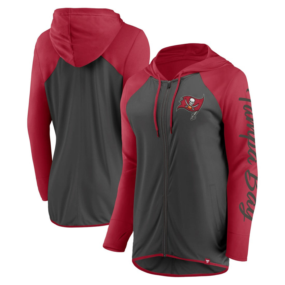 Tampa Bay Buccaneers Women's Script Full-Zip Hoodie Pewter/Red - Fanatics