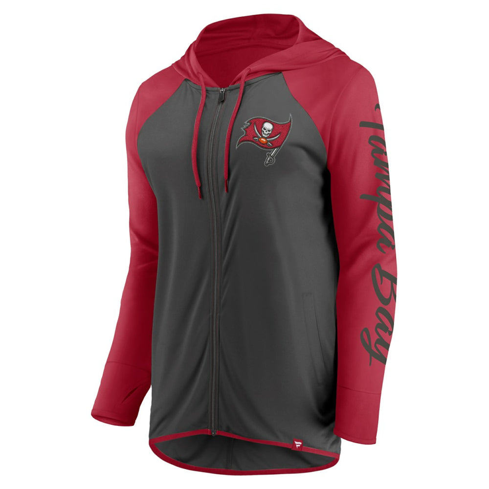 Tampa Bay Buccaneers Women's Script Full-Zip Hoodie Pewter/Red - Fanatics