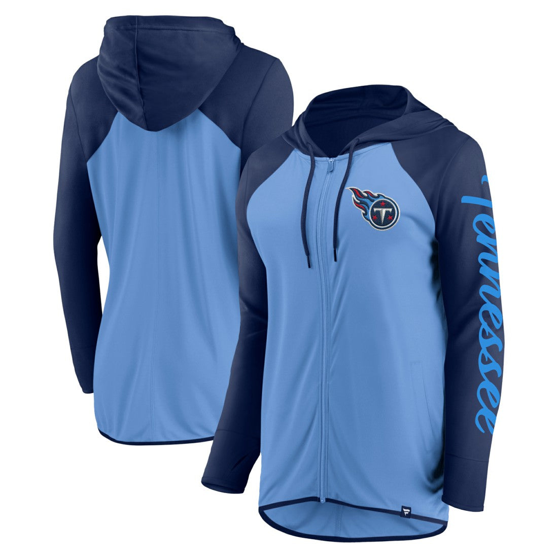 Tennessee Titans Women's Script Full-Zip Hoodie Light Blue/Navy - Fanatics
