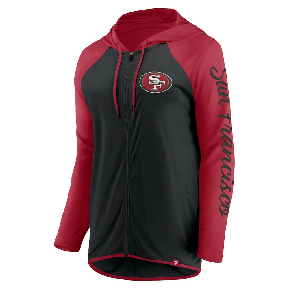San Francisco 49ers Women's Script Full-Zip Hoodie Black/Scarlet - Fanatics