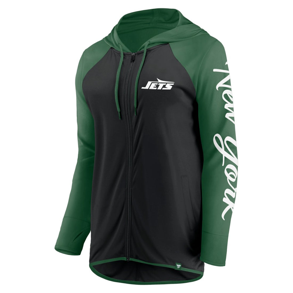 New York Jets Women's Script Full-Zip Hoodie Black/Green - Fanatics