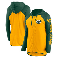 Green Bay Packers Women's Script Full-Zip Hoodie Gold/Green - Fanatics