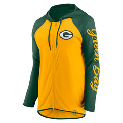 Green Bay Packers Women's Script Full-Zip Hoodie Gold/Green - Fanatics