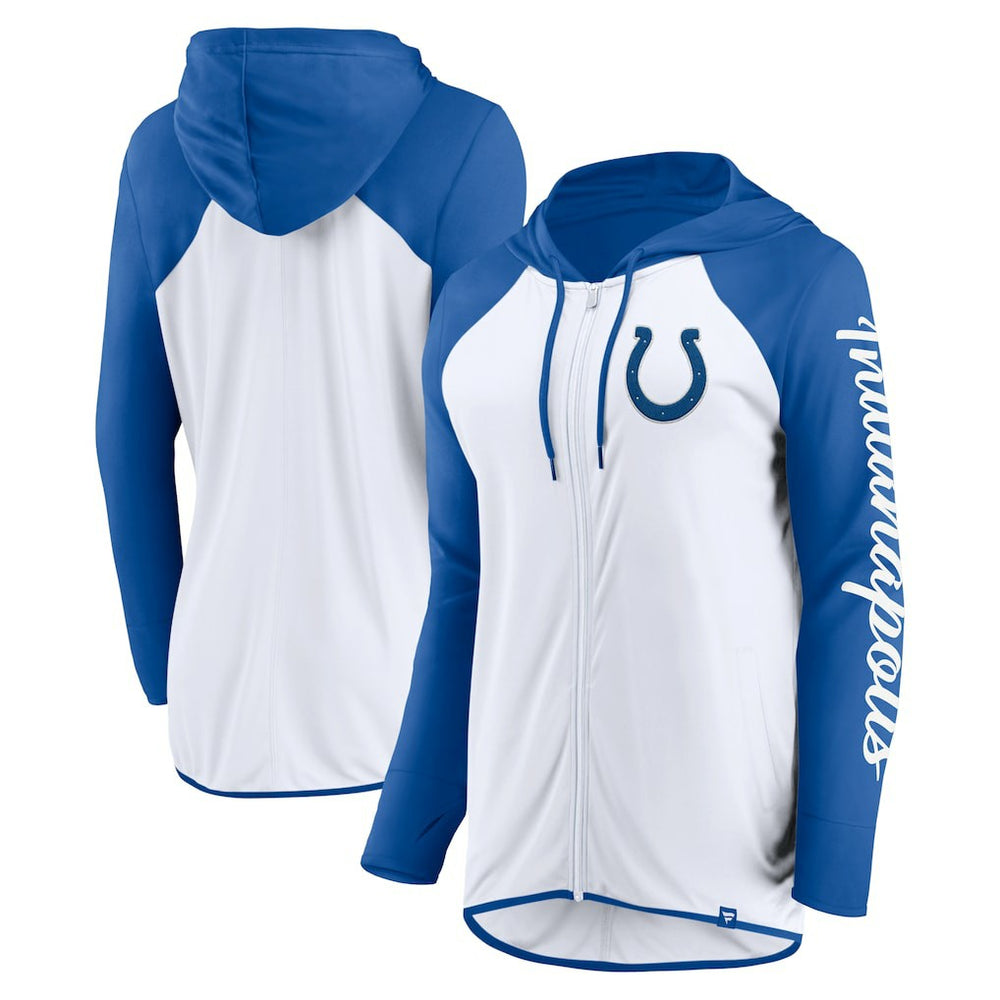 Indianapolis Colts Women's Script Full-Zip Hoodie White/Royal - Fanatics