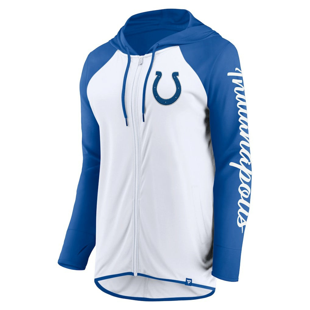 Indianapolis Colts Women's Script Full-Zip Hoodie White/Royal - Fanatics