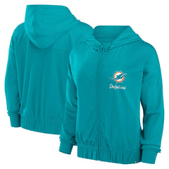 Miami Dolphins Women's Script Lock Full-Zip Hoodie Aqua - Fanatics
