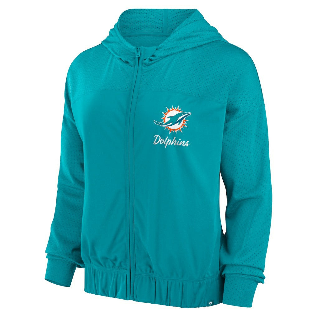 Miami Dolphins Women's Script Lock Full-Zip Hoodie Aqua - Fanatics