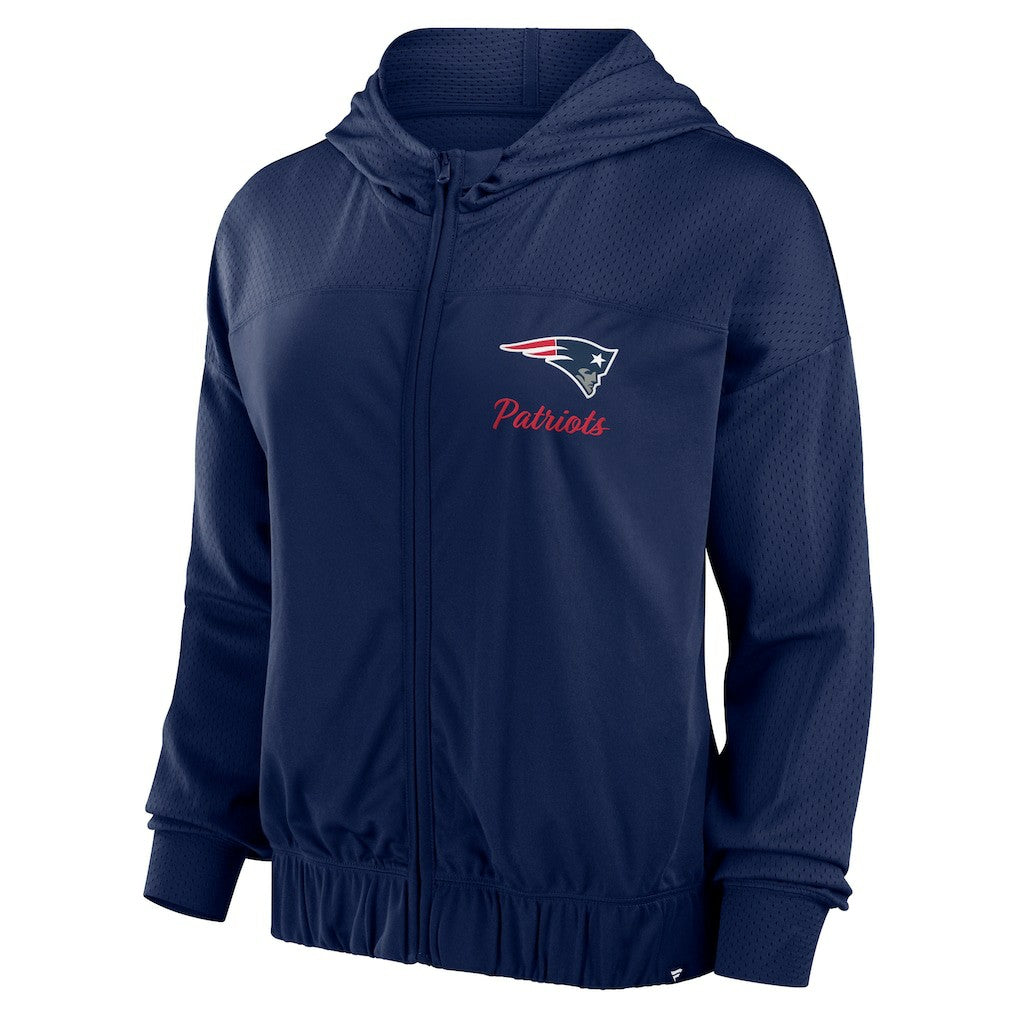 New England Patriots Women's Script Lock Full-Zip Hoodie Navy - Fanatics