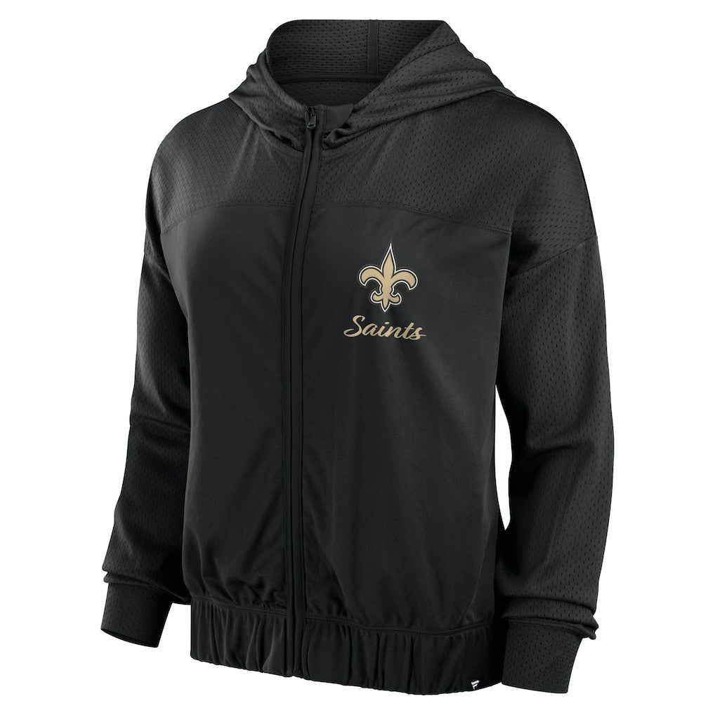 New Orleans Saints Women's Script Lock Full-Zip Hoodie Black - Fanatics
