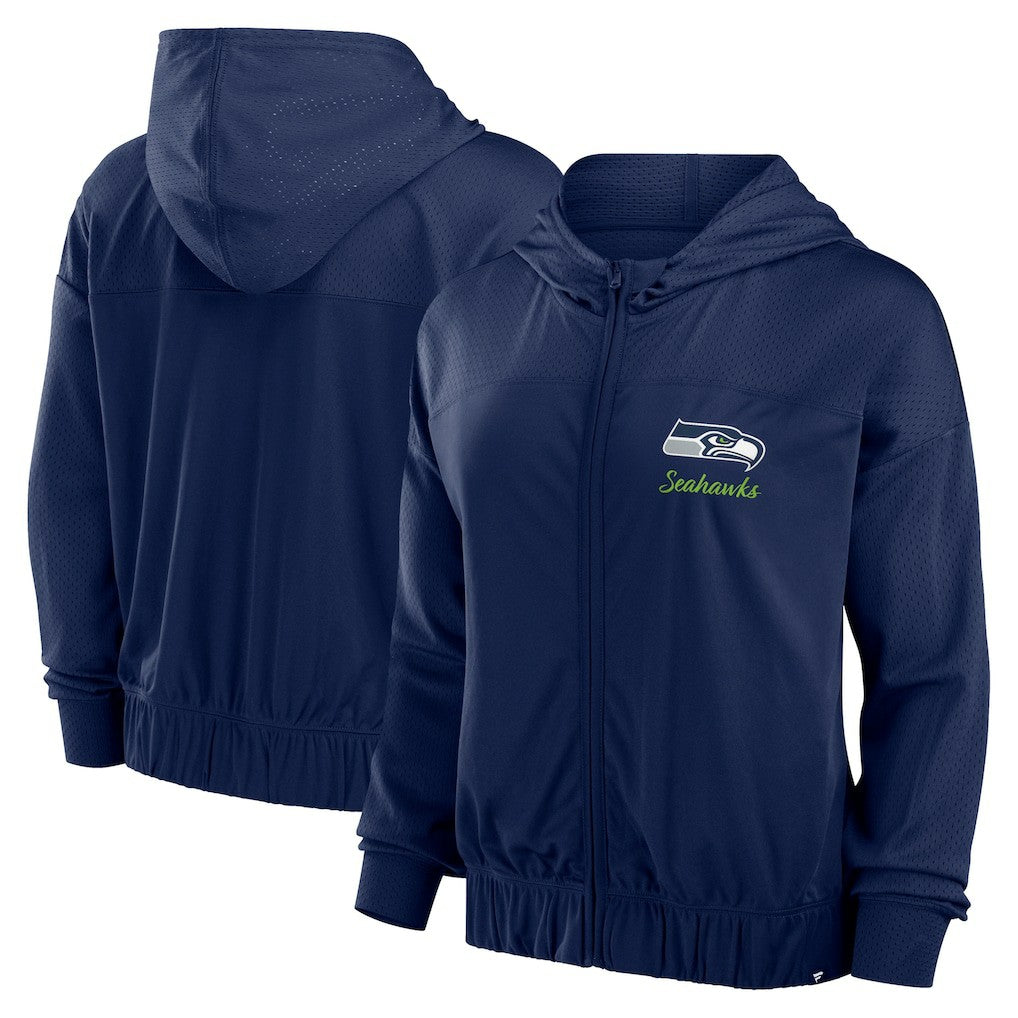 Seattle Seahawks Women's Script Lock Full-Zip Hoodie College Navy - Fanatics