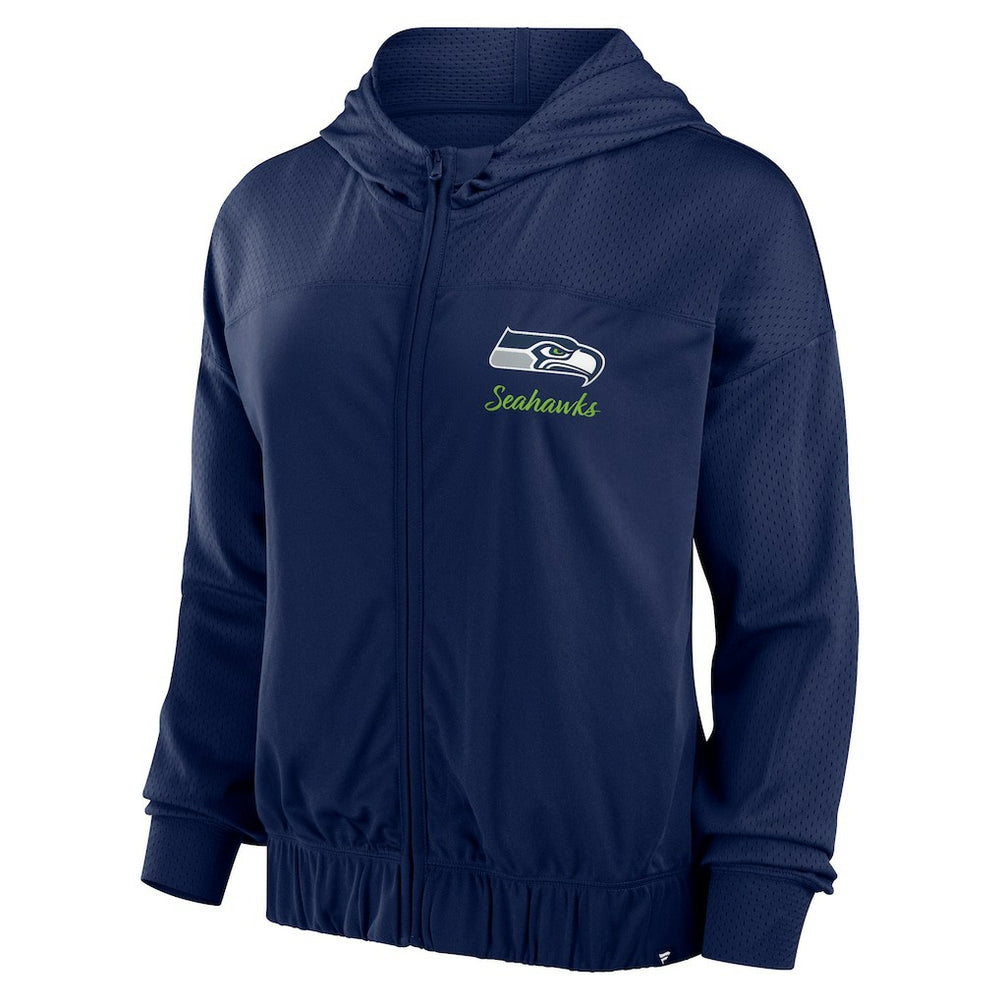 Seattle Seahawks Women's Script Lock Full-Zip Hoodie College Navy - Fanatics