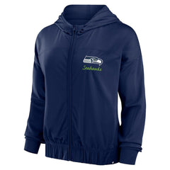 Seattle Seahawks Women's Script Lock Full-Zip Hoodie College Navy - Fanatics