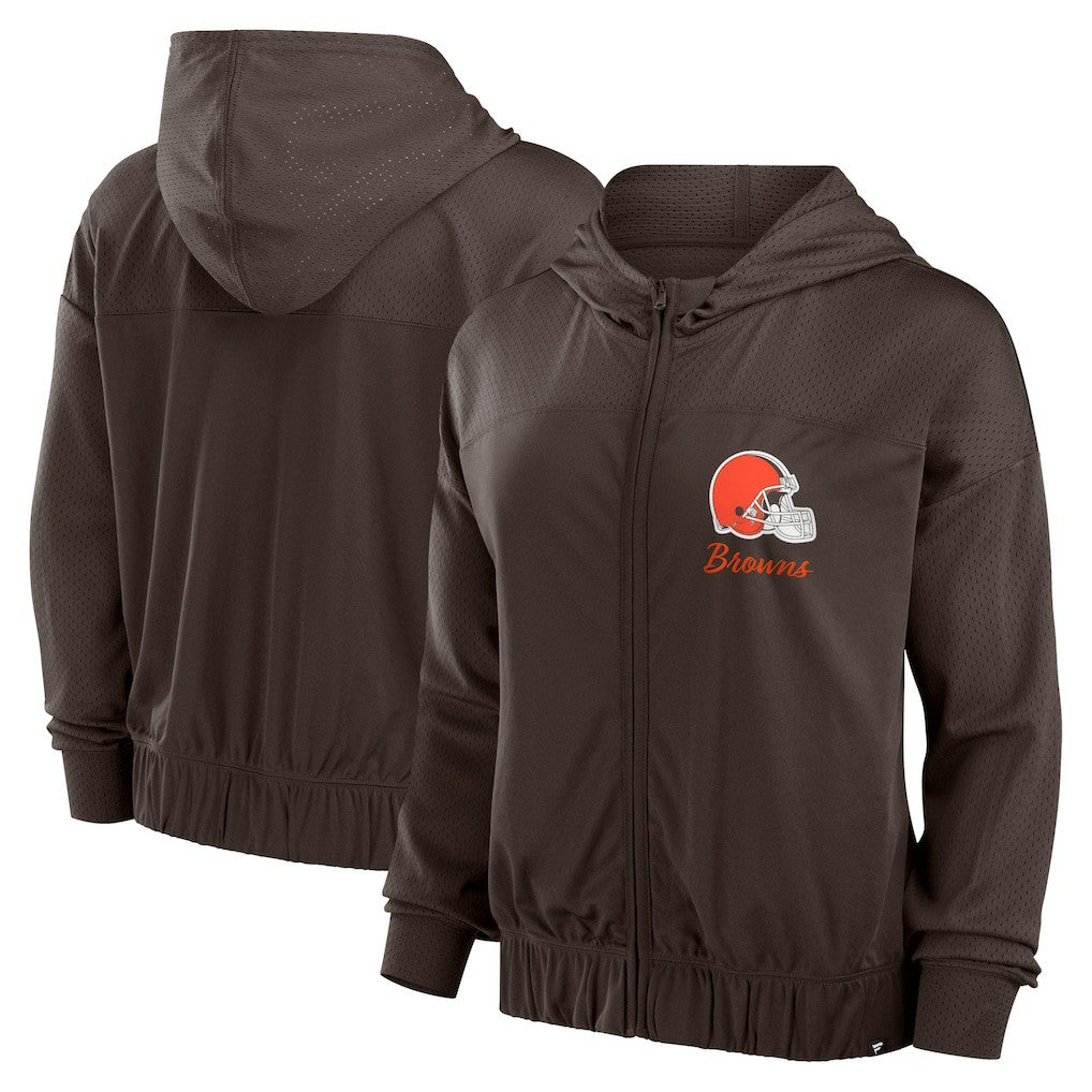 Cleveland Browns Women's Script Lock Full-Zip Hoodie Brown - Fanatics