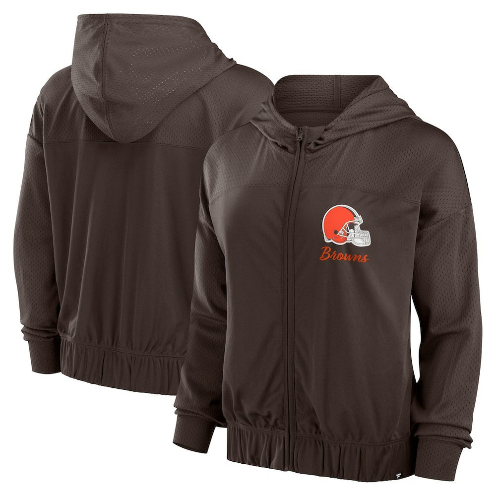 Cleveland Browns Women's Script Lock Full-Zip Hoodie Brown - Fanatics
