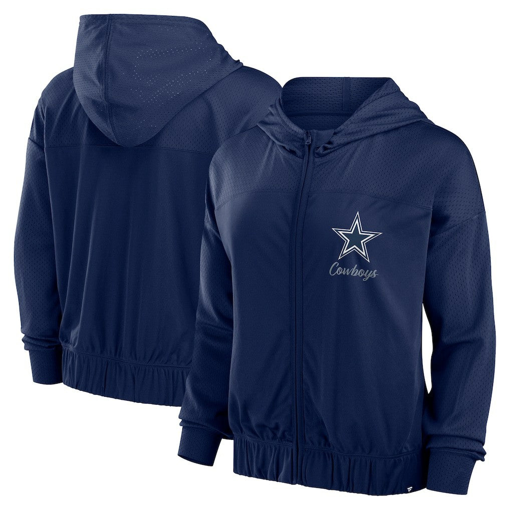 Dallas Cowboys Women's Script Lock Full-Zip Hoodie Navy - Fanatics