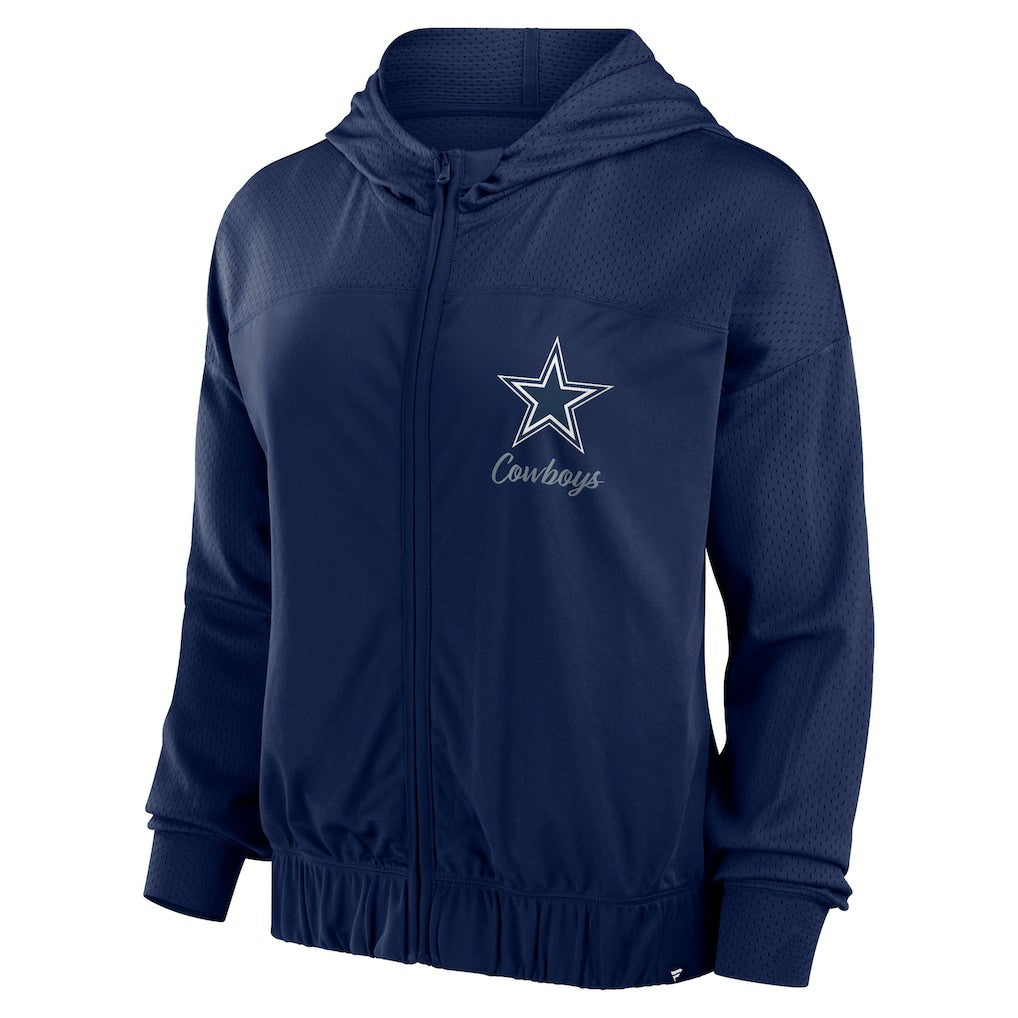 Dallas Cowboys Women's Script Lock Full-Zip Hoodie Navy - Fanatics