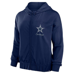 Dallas Cowboys Women's Script Lock Full-Zip Hoodie Navy - Fanatics