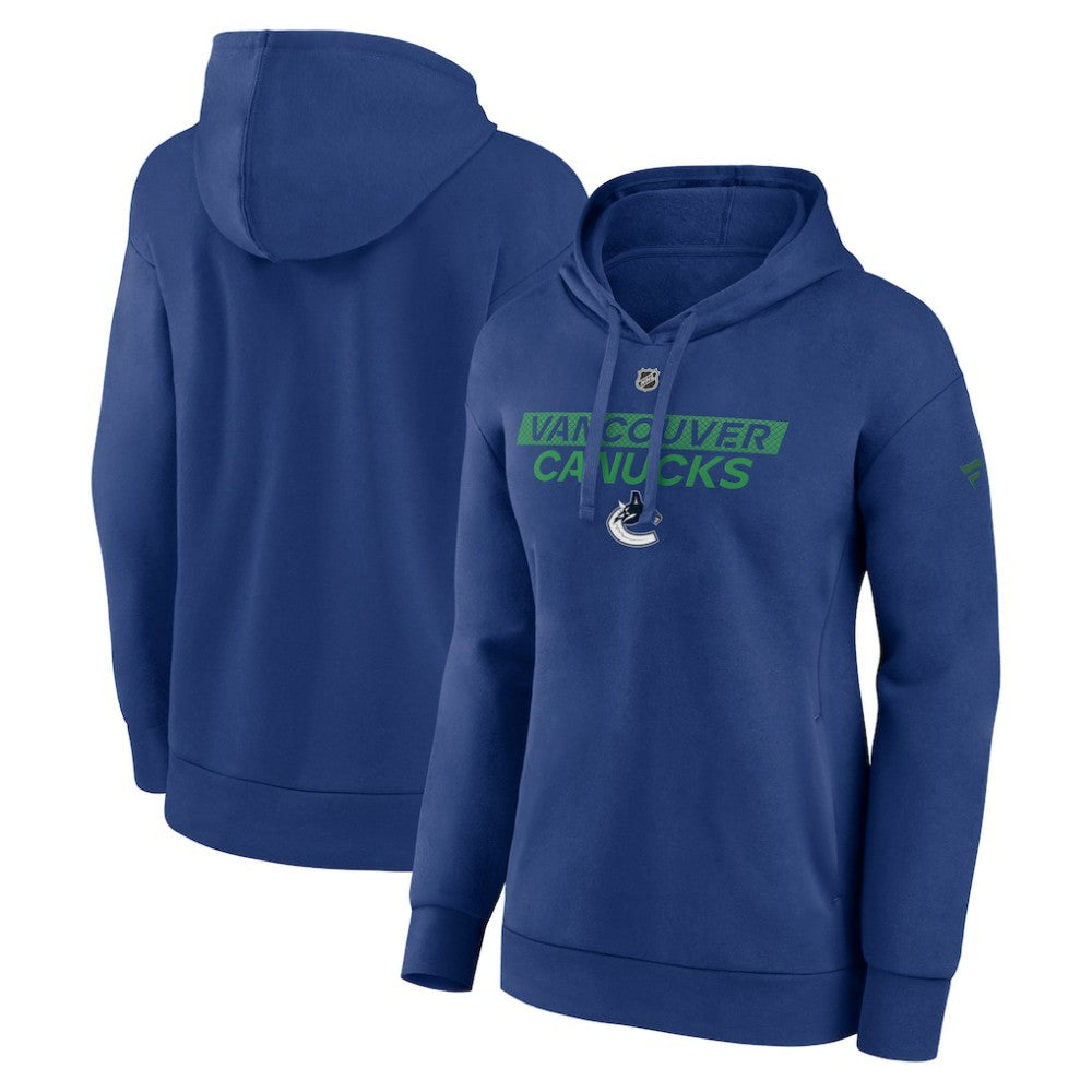 Vancouver Canucks - Fanatics Women's Authentic Pro Core Primary Fleece Pullover Hoodie Blue