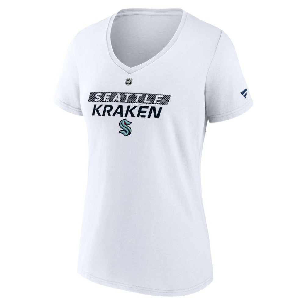 Seattle Kraken Fanatics Women's Authentic Pro Core Primary V-Neck T-Shirt White