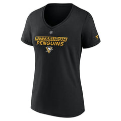 Pittsburgh Penguins Fanatics Women's Authentic Pro Core Primary V-Neck T-Shirt Black