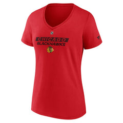 Chicago Blackhawks Fanatics Women's Authentic Pro Core Primary V-Neck T-Shirt Red
