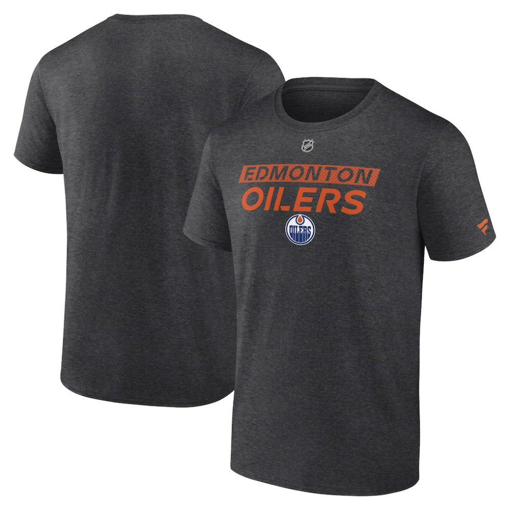 Edmonton Oilers - Fanatics Authentic Pro Core Primary T-Shirt Heather Charcoal