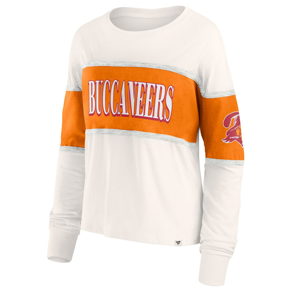 Tampa Bay Buccaneers Women's Antique Block Long Sleeve T-Shirt Cream - Fanatics
