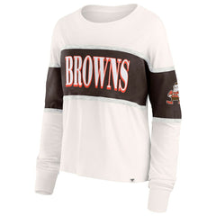 Cleveland Browns Women's Antique Block Long Sleeve T-Shirt Cream - Fanatics