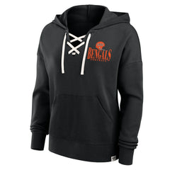 Cincinnati Bengals Women's Blitz Left Lace-Up Pullover Hoodie Black - Fanatics