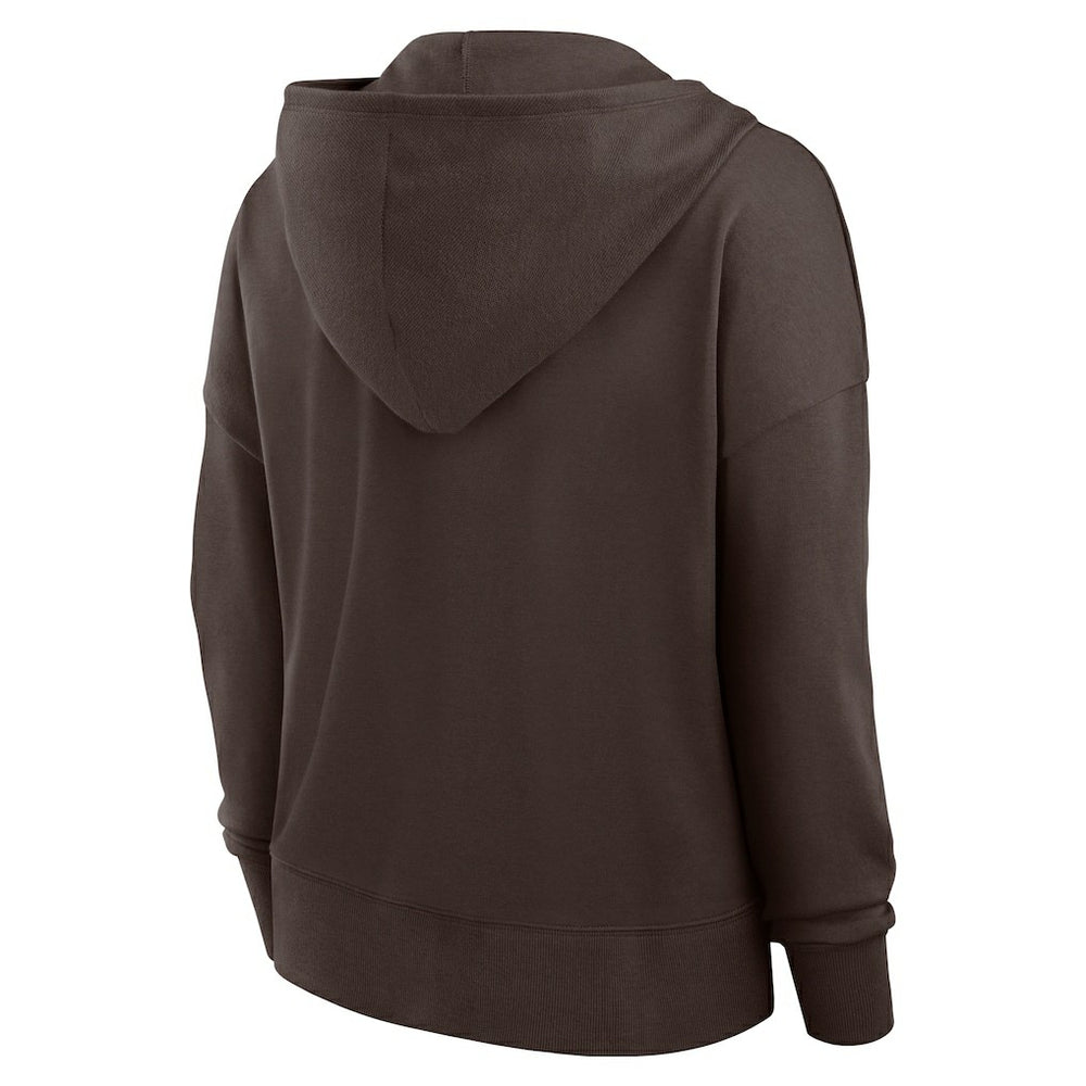 Cleveland Browns Women's Blitz Left Lace-Up Pullover Hoodie Brown - Fanatics
