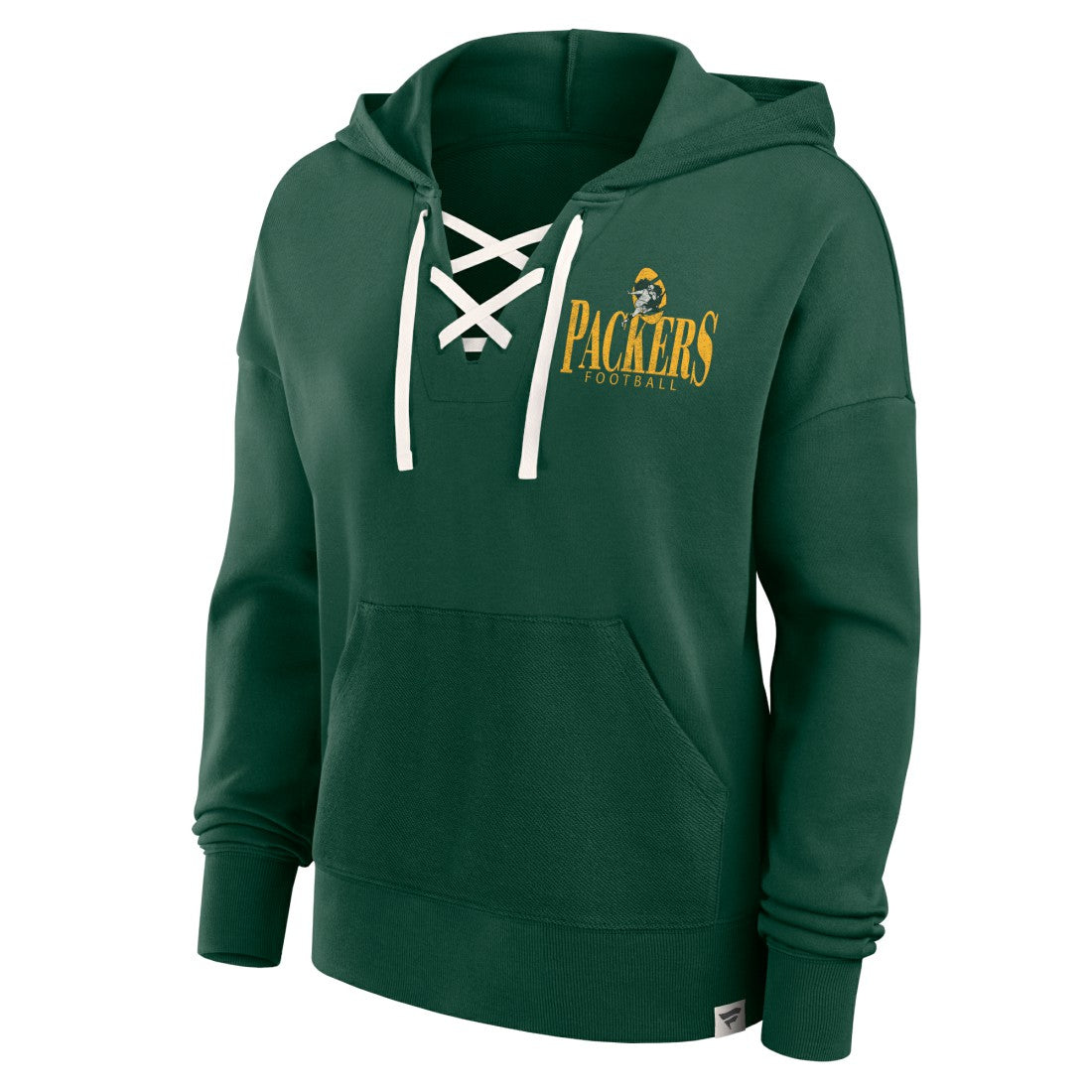Green Bay Packers Women's Blitz Left Lace-Up Pullover Hoodie Green - Fanatics