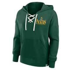 Green Bay Packers Women's Blitz Left Lace-Up Pullover Hoodie Green - Fanatics
