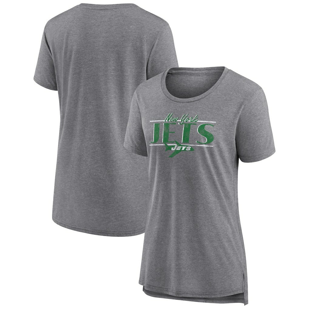 New York Jets Women's Up the Middle Tri-Blend T-Shirt Heather Gray - Fanatics