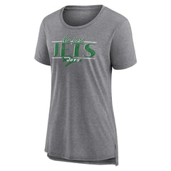 New York Jets Women's Up the Middle Tri-Blend T-Shirt Heather Gray - Fanatics